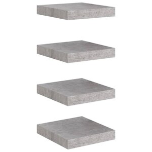 vidaXL Étagères murales flottantes 4 Pièces gris béton 23x23 5x3 8 cm MDF