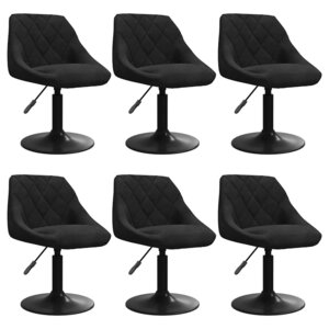 vidaXL Chaises pivotantes à manger lot de 6 noir velours