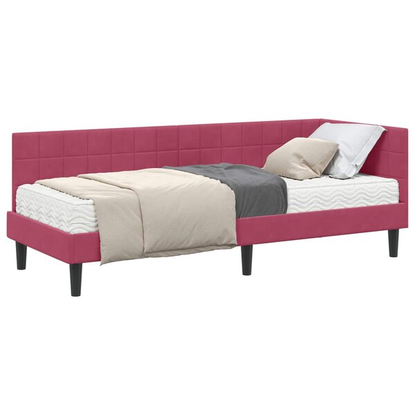 vidaXL Cadre de lit d'angle avec matelas 2 Pièces Vert Velours