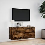 vidaXL Meuble TV mural avec lumières LED chêne fumé 100x31x45 cm