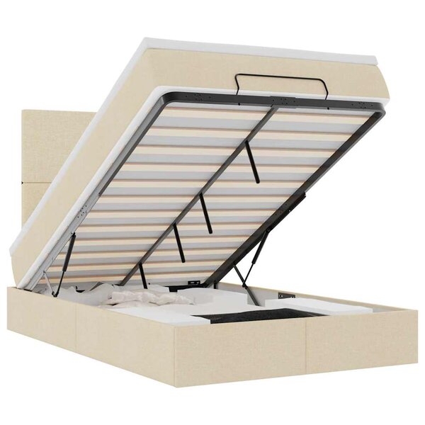 vidaXL Cadre de lit ottoman avec matelas crème 120x190 cm tissu