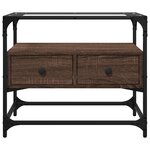 vidaXL Meuble TV avec dessus en verre chêne marron bois d'ingénierie