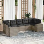 vidaXL Salon de jardin avec coussins 7 Pièces gris clair résine tressée