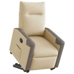 vidaXL Fauteuil inclinable électrique crème tissu