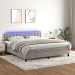 vidaXL Sommier à lattes de lit matelas et LED Gris clair 180x200 cm