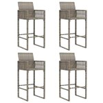 vidaXL Ensemble de bar de jardin 5 Pièces sans coussins gris poly rotin