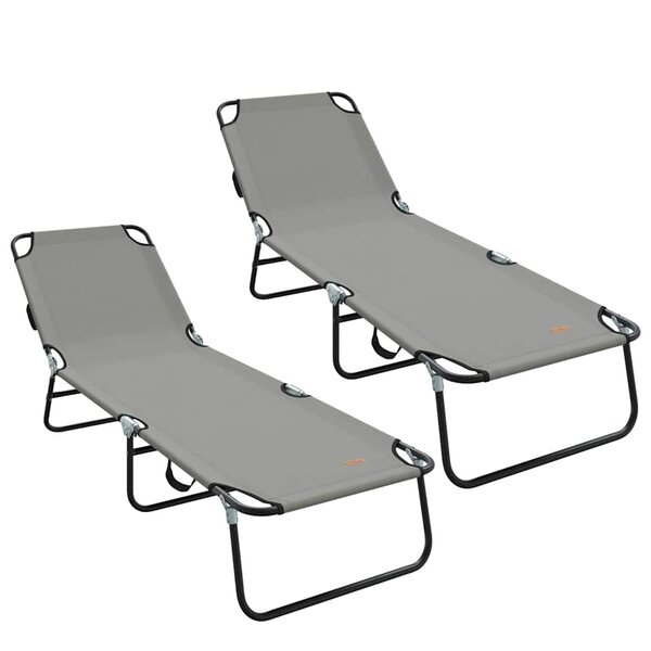 vidaXL Chaise longue pliante 2 Pièces Gris 56 x 189 x 87 cm tissu