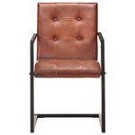 vidaXL Chaises à manger cantilever lot de 4 marron cuir véritable