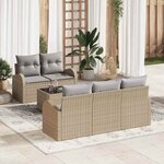 vidaXL Ensemble de canapé de jardin 6 Pièces Beige  Gris 55 x 55 x 37 cm