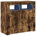vidaXL Buffet avec lumières LED chêne fumé 80x35x75 cm