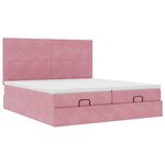 vidaXL Cadre de lit ottoman avec matelas rose 180x200 cm velours