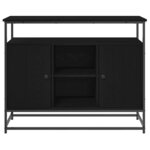 Buffet vidaXL Bois Noir 100x35x80 cm en Bois d'ingénierie et Acier