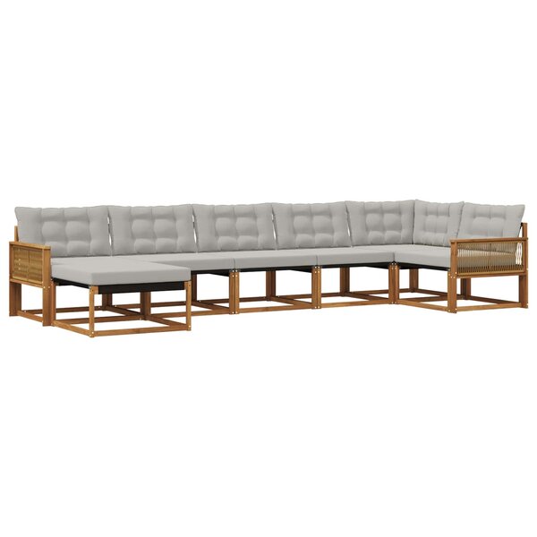 vidaXL Ensemble de canapés d'extérieur 7 pc Naturel et gris clair