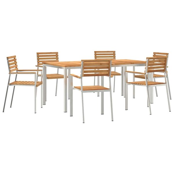 vidaXL EnsembledeRepasdeJardin 7 Pièces Marron TeckMassif
