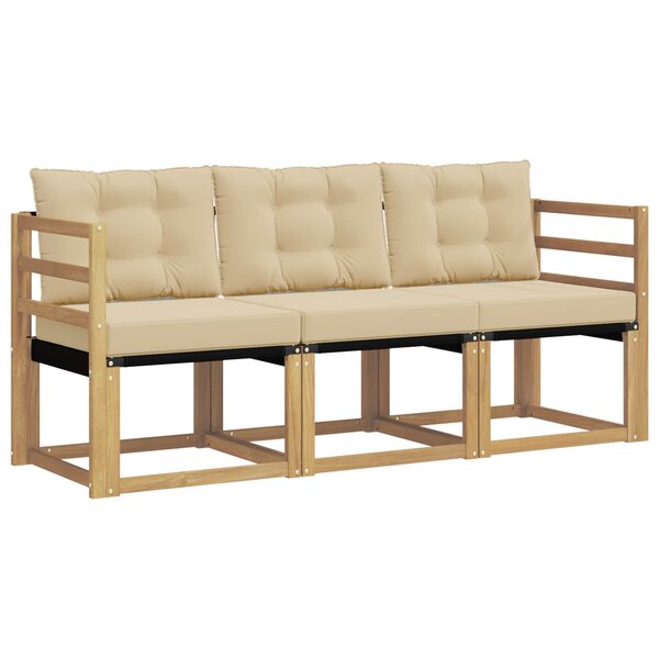 vidaXL Ensemble de canapés d'extérieur 3 pc Blanc et Beige