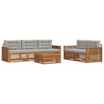 vidaXL Ensemble de canapés d'extérieur 6 pc Gris Naturel et Clair