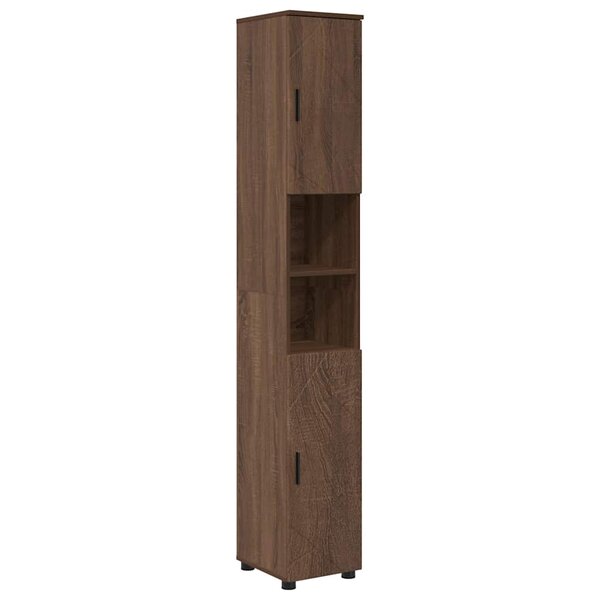 vidaXL Cabinet de salle de bain avec porte Chêne brun 30 x 35 x 192 cm