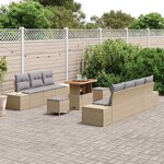 vidaXL Ensemble de canapé de jardin 10 Pièces Beige Poly rotin