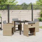 vidaXL Ensemble de salle à manger de jardin 5 pièces avec coussins Beige Poly Rattan