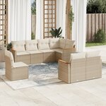 vidaXL Salon de jardin avec coussins 8 Pièces beige résine tressée