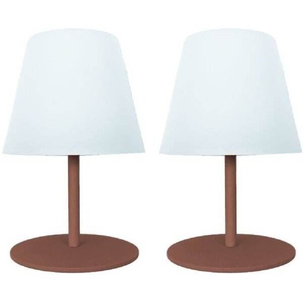 2 lampes de table sans fil TWINS - Terracota - H16 cm - LED