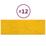 vidaXL Panneaux muraux 12 Pièces Jaune 90x30 cm Velours 3 24 m²