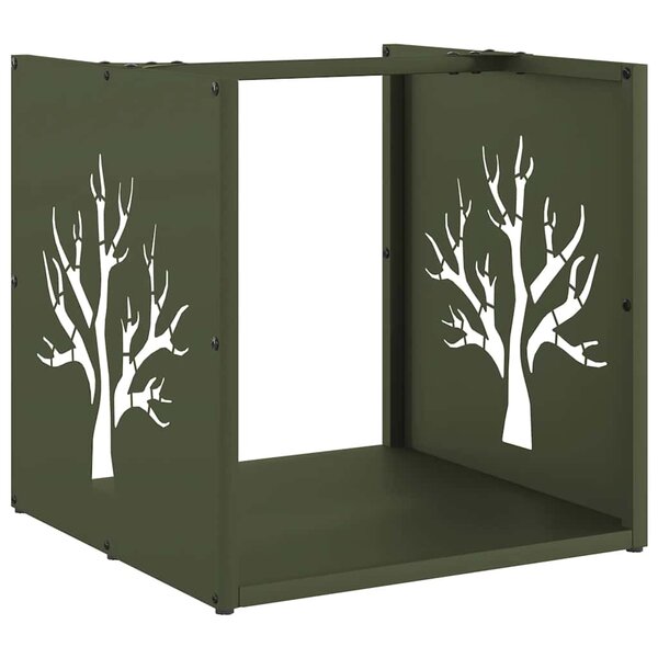 vidaXL Portant de bois chauffage vert olive 40x40x40 cm