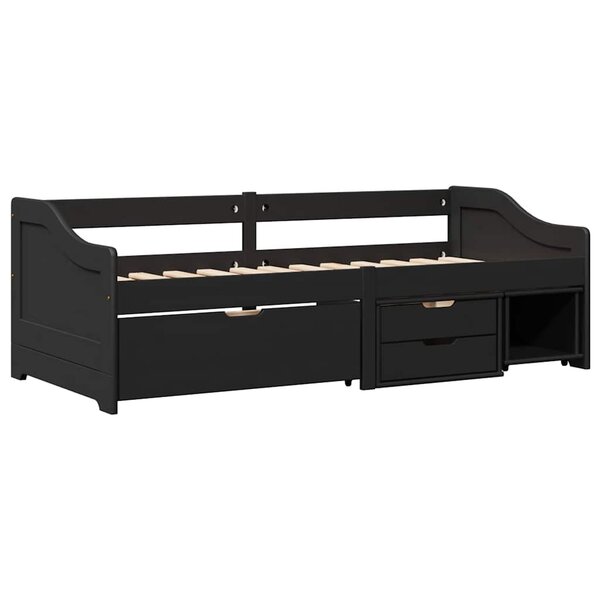 vidaXL Lit de jour avec 3 tiroirs sans matelas IRUN noir 90x200 cm