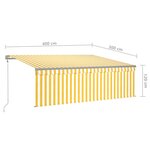 vidaXL Auvent automatique store capteur de vent LED 4x3m Jaune/blanc