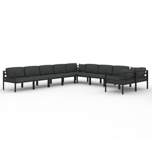 vidaXL Salon de jardin 10 Pièces avec coussins Aluminium Anthracite