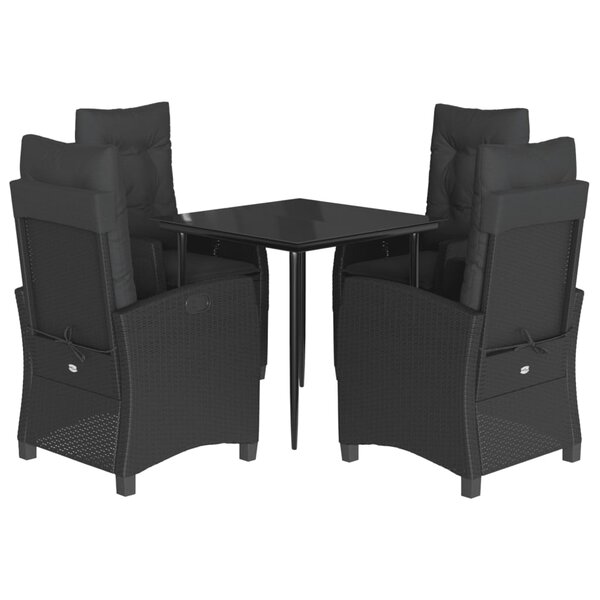 vidaXL Ensemble à manger de jardin coussins 5Pièces Noir Résine tressée