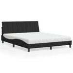 vidaXL Lit avec matelas noir 160x200 cm velours