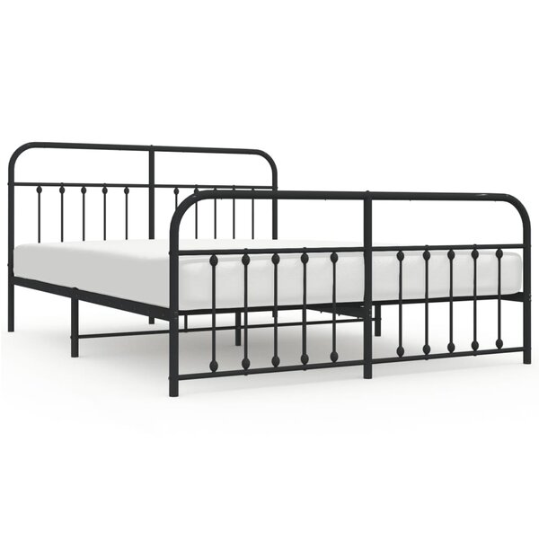 vidaXL Cadre de lit métal sans matelas avec pied de lit noir 180x200cm
