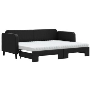 vidaXL Lit de jour avec lit gigogne et matelas noir 80x200 cm tissu