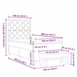 vidaXL Lit avec sommier à ressort et banc noir 100x200 cm en tissu