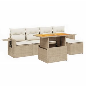 vidaXL Salon de jardin avec coussins 6 Pièces beige résine tressée
