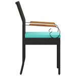 vidaXL Chaises de jardin 2 Pièces Noir et turquoise Poly Rattan et Acacia