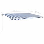 vidaXL Auvent automatique capteur de vent LED 500x350 cm Bleu et blanc