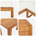 Ensemble de Jardin Bistro 3 Pièces avec Coussins en Bois d'Acacia