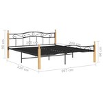 vidaXL Cadre de lit noir métal bois de chêne massif 200x200 cm