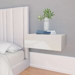 vidaXL Tables de chevet flottantes 2Pièces Blanc brillant Bois ingénierie