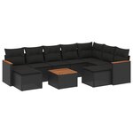 vidaXL Salon de jardin 10 Pièces avec coussins noir résine tressée