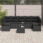vidaXL Ensemble de canapé de jardin avec coussin 8 Pièces Noir