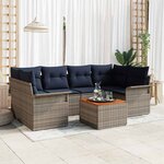 vidaXL Ensemble de canapé de jardin 7 Pièces Gris et bleu marine