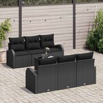 vidaXL Ensemble de canapé de jardin avec coussin 7 Pièces Noir