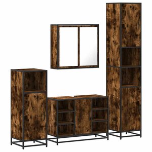vidaXL Ensemble meubles salle de bain 4 Pièces chêne fumé bois ingénierie