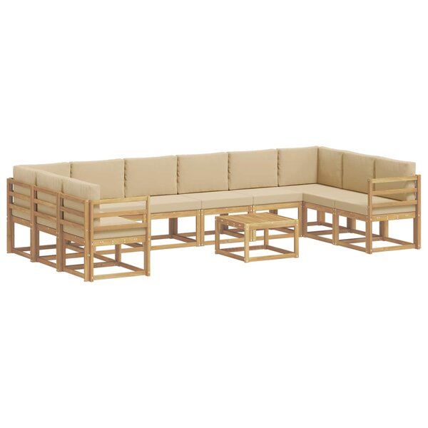vidaXL Ensemble de canapés d'extérieur 11 Pièces Blanc et Beige