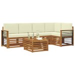 vidaXL Ensemble de canapés d'extérieur 6 pc Naturel et Crème Polyester