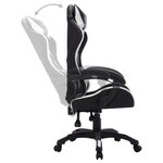 Chaise fauteuil siège pivotante de bureau informatique étude de jeux vidéo avec LED RVB et similicuir blanc 02_0024197