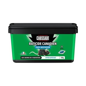 CAUSSADE CARPT720 Raticide Canadien Pat'Appât Fortes Infestations - 72 pâtes en sachets pré-dosés de 10g - Lieux secs et humides